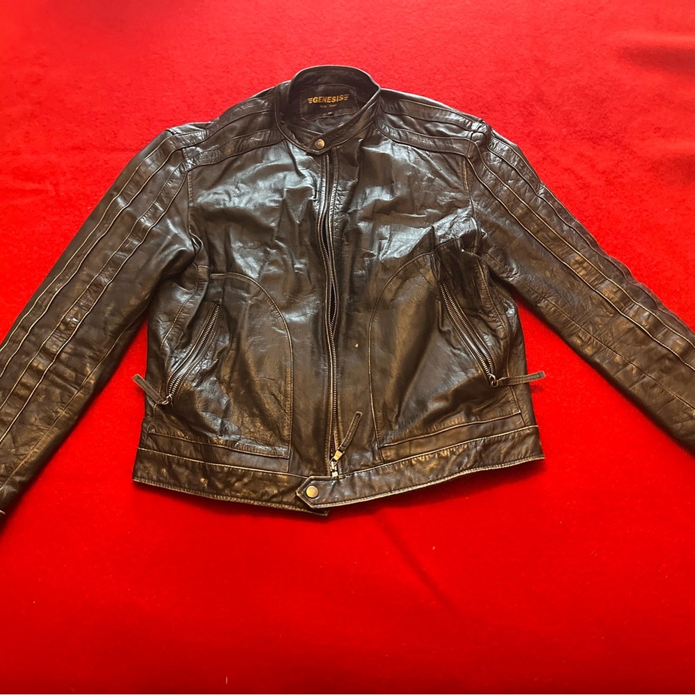 Scott Black Leather Jacket for (Men)